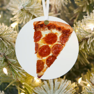 Adorno Metálico rebanada de pizza de pepperoni clásica de Slippery