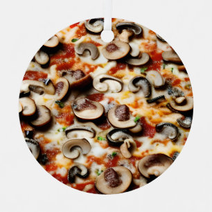Adorno Metálico Rebanar, rebanar bebé   Divertido Mushroom Pizza P