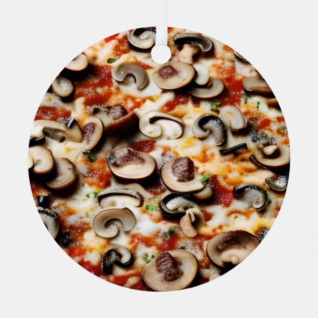 Adorno Metálico Rebanar, rebanar bebé | Divertido Mushroom Pizza P (Anverso)