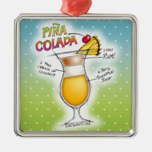 ADORNO METÁLICO RECETA DE COCTEL DE PINA COLADA ART