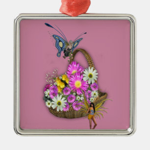 Adorno Metálico Recolectores de canasta de primavera