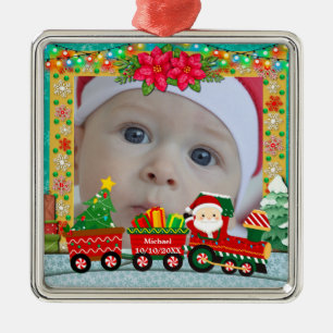 Adorno Metálico Recuerdo de foto de la primera Navidad del bebé co