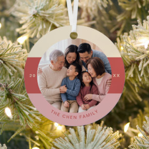Adorno Metálico Recuerdo de Foto de Navidad de Familia Moderna