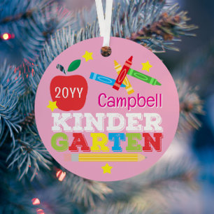 Adorno Metálico Recuerdo de jardín de infancia Foto de niñas rosad