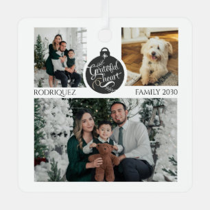 Adorno Metálico Recuerdo de Navidad con Foto Familiar de Perro