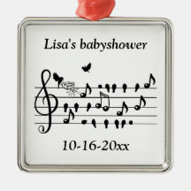 Recuerdo de notas musicales de pájaro para baby sh