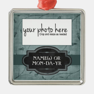 Adorno Metálico Recuerdo personalizado floral azul de la foto