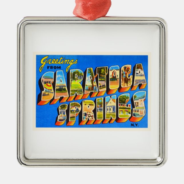 Adorno Metálico Recuerdo viejo del viaje de Saratoga Springs Nueva (Frente)