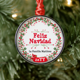 Adorno Metálico Red Berries Feliz Navidad Wreath