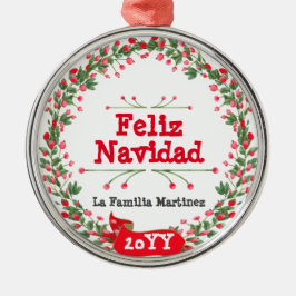 Adorno Metálico Red Berries Feliz Navidad Wreath