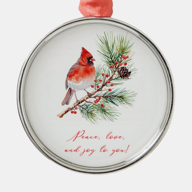 Adorno Metálico Red Bird Cardinal Christmas Ornament (Frente)