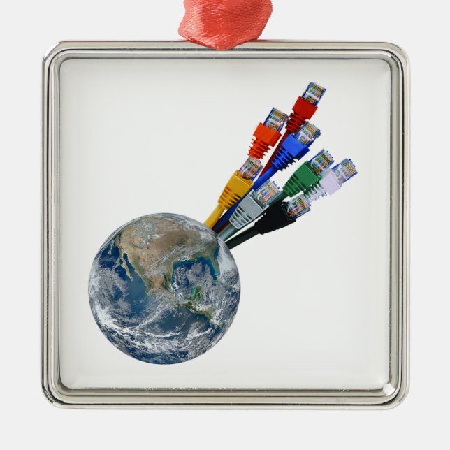 Adorno Metálico Red Ethernet conectada a la Tierra (Frente)