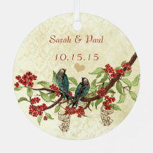 Red Vintage Bird 1ª Navidad Foto Notas Brown