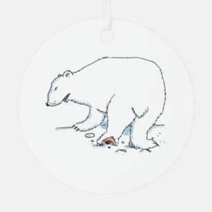 Adorno metálico redondo de oso polar 2 caras