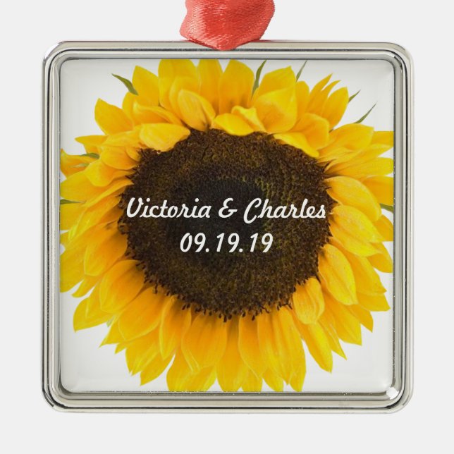 Adorno Metálico Regalo de Boda de Navidades de girasol (Frente)