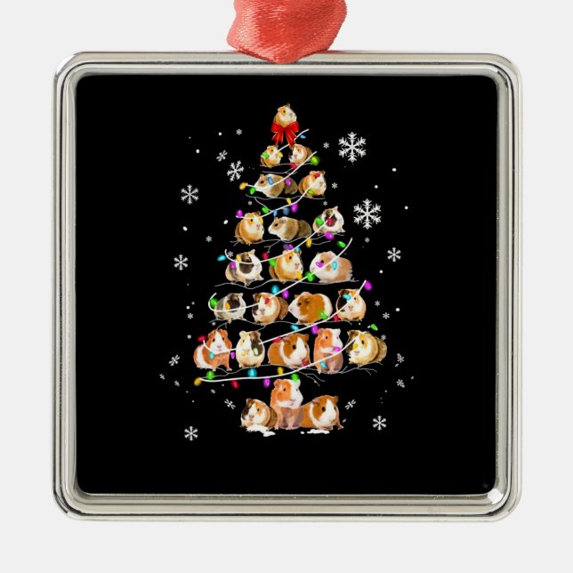 Adorno Metálico Regalo de cerdo de Guinea | Cerdo navideño (Frente)