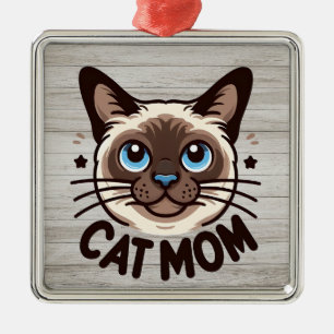 Adorno Metálico Regalo de Día de la Madre para gatos siameses para