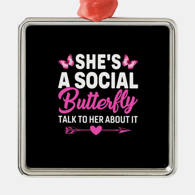 Adorno Metálico Regalo de mariposa | Es Una Mariposa Social (Frente)