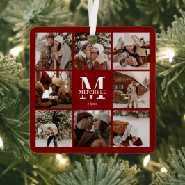 Adorno Metálico Regalo de monograma moderno de Collage de fotos fa