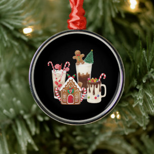 Adorno Metálico Regalo de Navidad de café con pan de jengibre Xmas