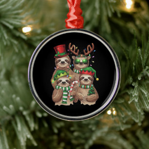 Adorno Metálico Regalo de Navidad de perezoso Feliz Slothmas Amant