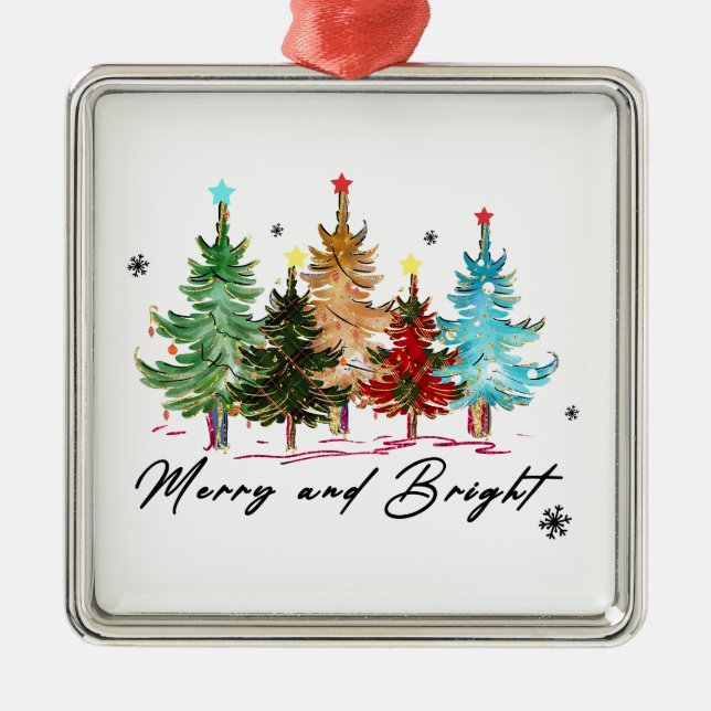 Adorno Metálico Regalo De Navidad Merry Y Bright (Frente)