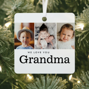 Adorno Metálico Regalo de Navidad para la Abuela 3 Fotos de los Ni