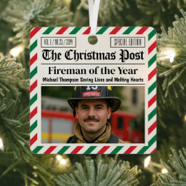 Adorno Metálico Regalo de Navidad personalizado para bomberos, div