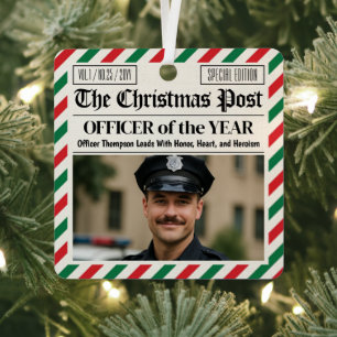 Adorno Metálico Regalo de Navidad personalizado para la policía pa
