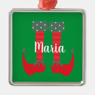 Adorno Metálico Regalo de Navidad Pies de Elfo Retro Cute