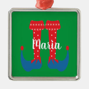 Adorno Metálico Regalo de Navidad Pies de Elfo Retro Cute