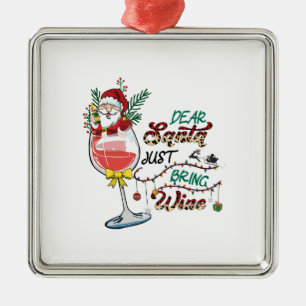 Adorno Metálico Regalo de Navidad Querido Papá Noel Traiga Vino