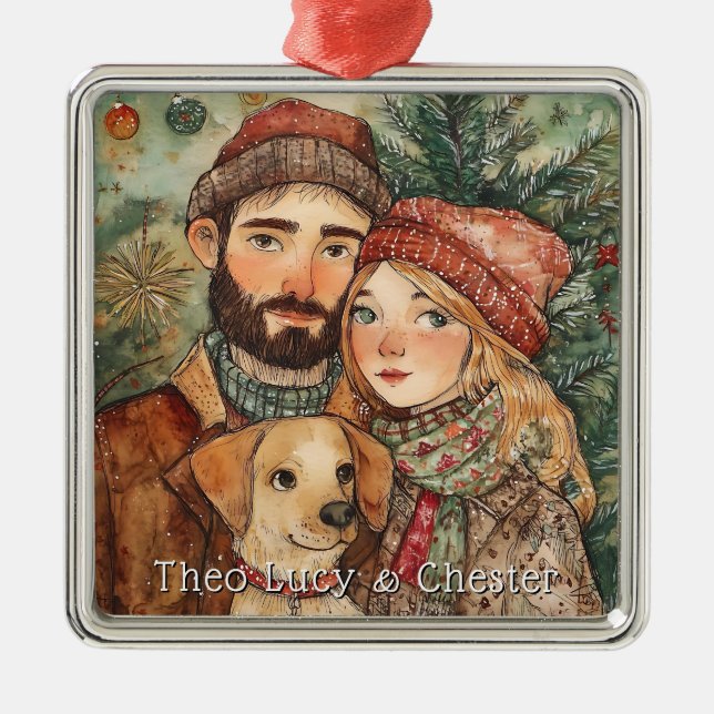 Adorno Metálico Regalo de Navidades rusos de primera familia perso (Frente)