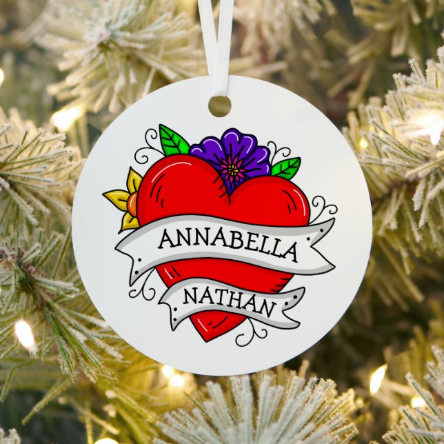 Adorno Metálico Regalo de pareja romántica | Arte Tattoo Style (in situ)