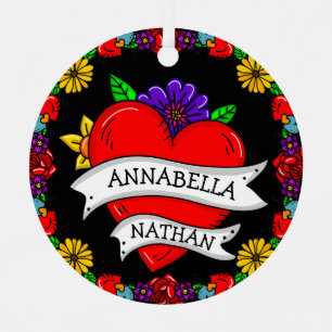 Adorno Metálico Regalo de pareja romántica Arte Tattoo Style