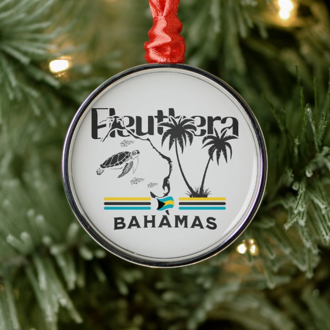 Adorno Metálico Regalo de recuerdo de Bahamas : Bandera de Eleuthe (Árbol)