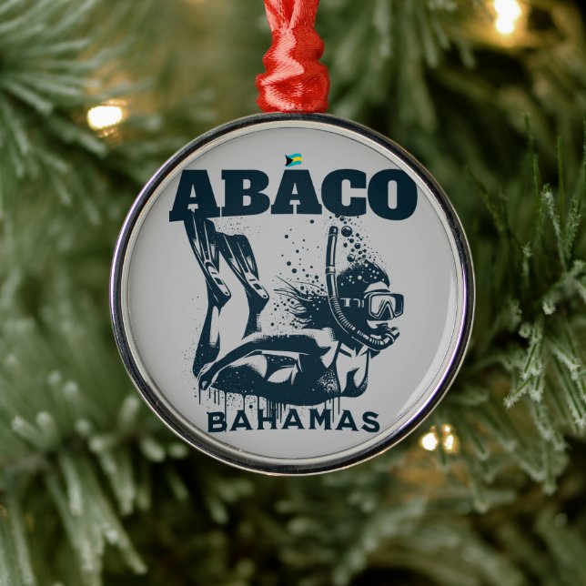 Adorno Metálico Regalo de recuerdo de Bahamas : Buceo en Abaco Bah (Árbol)
