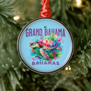 Adorno Metálico Regalo de souvenirs de Bahamas: Gran Tortuga marin