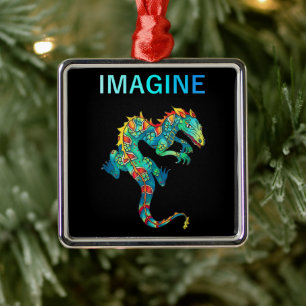 Adorno Metálico Regalo De Tatuaje Dragón De Fantasía Retro Para 