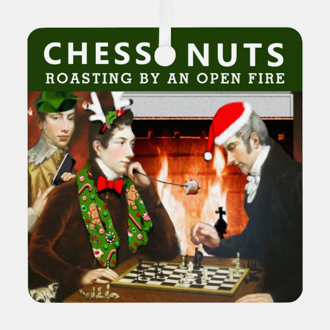 Adorno Metálico Regalo de vacaciones del jugador de ajedrez (Anverso)