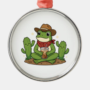 Adorno Metálico Regalo de vaquero de rana occidental cactus amante