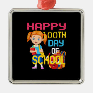 Adorno Metálico Regalo del profesor Feliz 100º Día De La Escuela