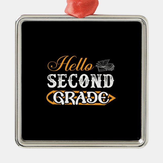 Adorno Metálico Regalo del profesor | Hola segundo grado (Frente)