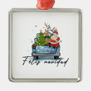 Adorno Metálico Regalo navideño Feliz Navidad