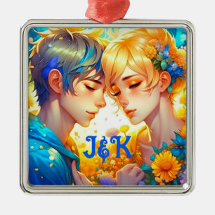 Adorno Metálico Regalo para Pareja Romántica   Anime Personalizado