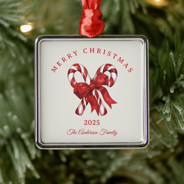 Adorno Metálico Regalo rojo para Navidades de caña de personalizad (Árbol)