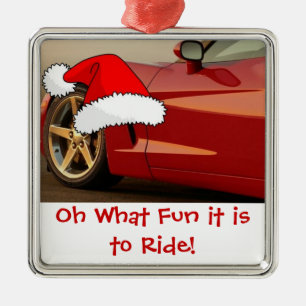 Adorno Metálico Regalos Corvettes rojos de Navidades