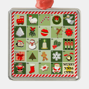 Adorno Metálico regalos del calendario de adviento en miniatura