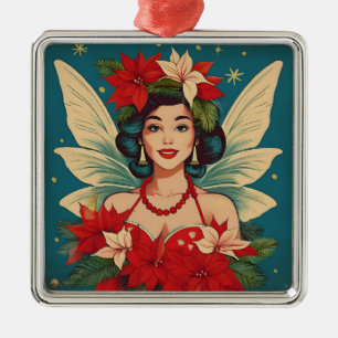Adorno Metálico Reina de la belleza pin-up navideña tropical retro