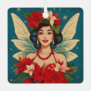 Adorno Metálico Reina de la belleza pin-up navideña tropical retro
